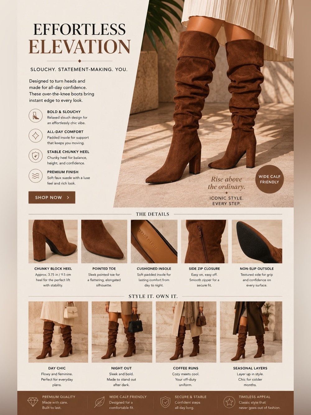 Women's Over-the-Knee Brown Suede High Heel Boots